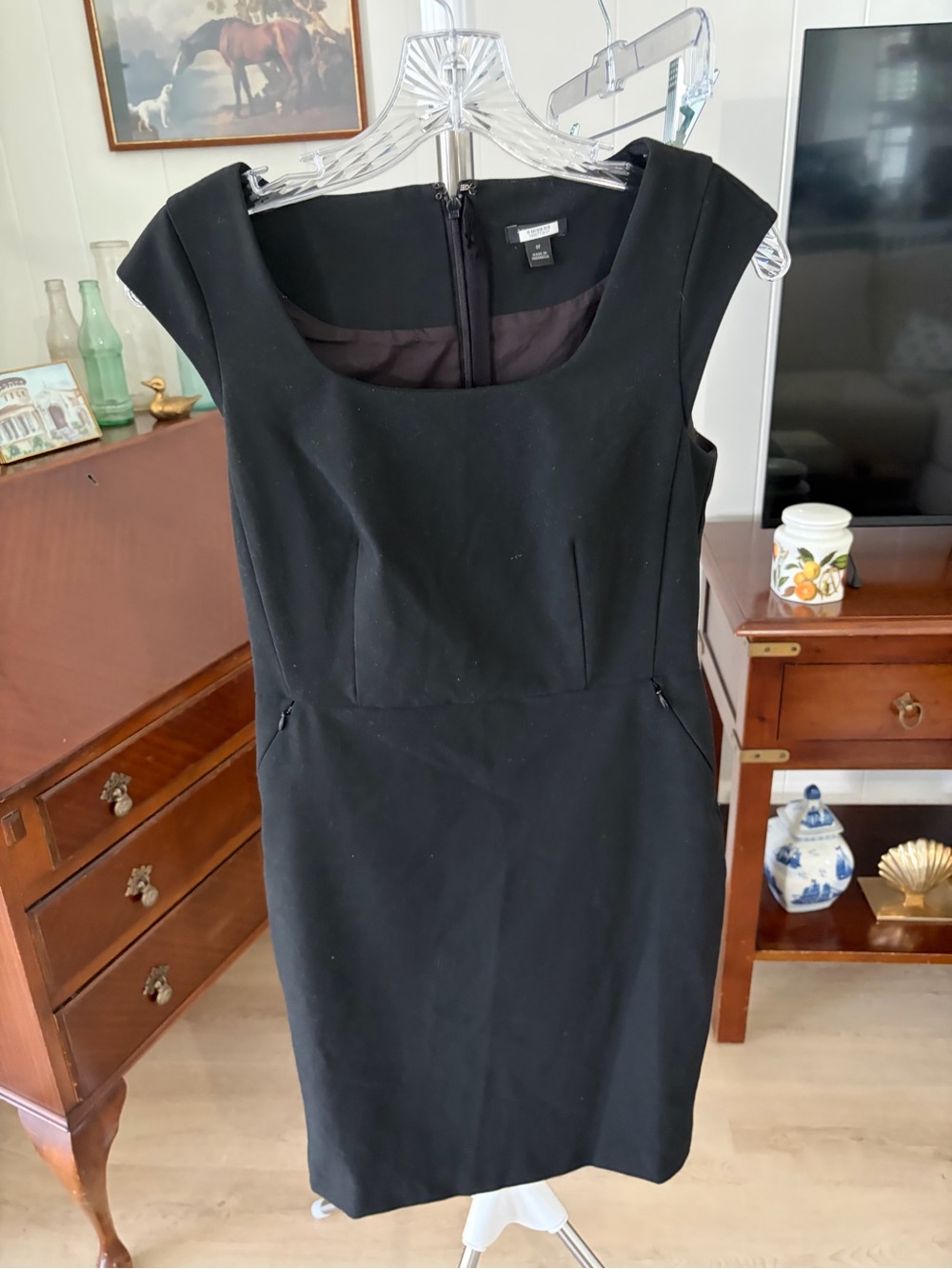 Ann Taylor Petite Classic Black Sheath Dress